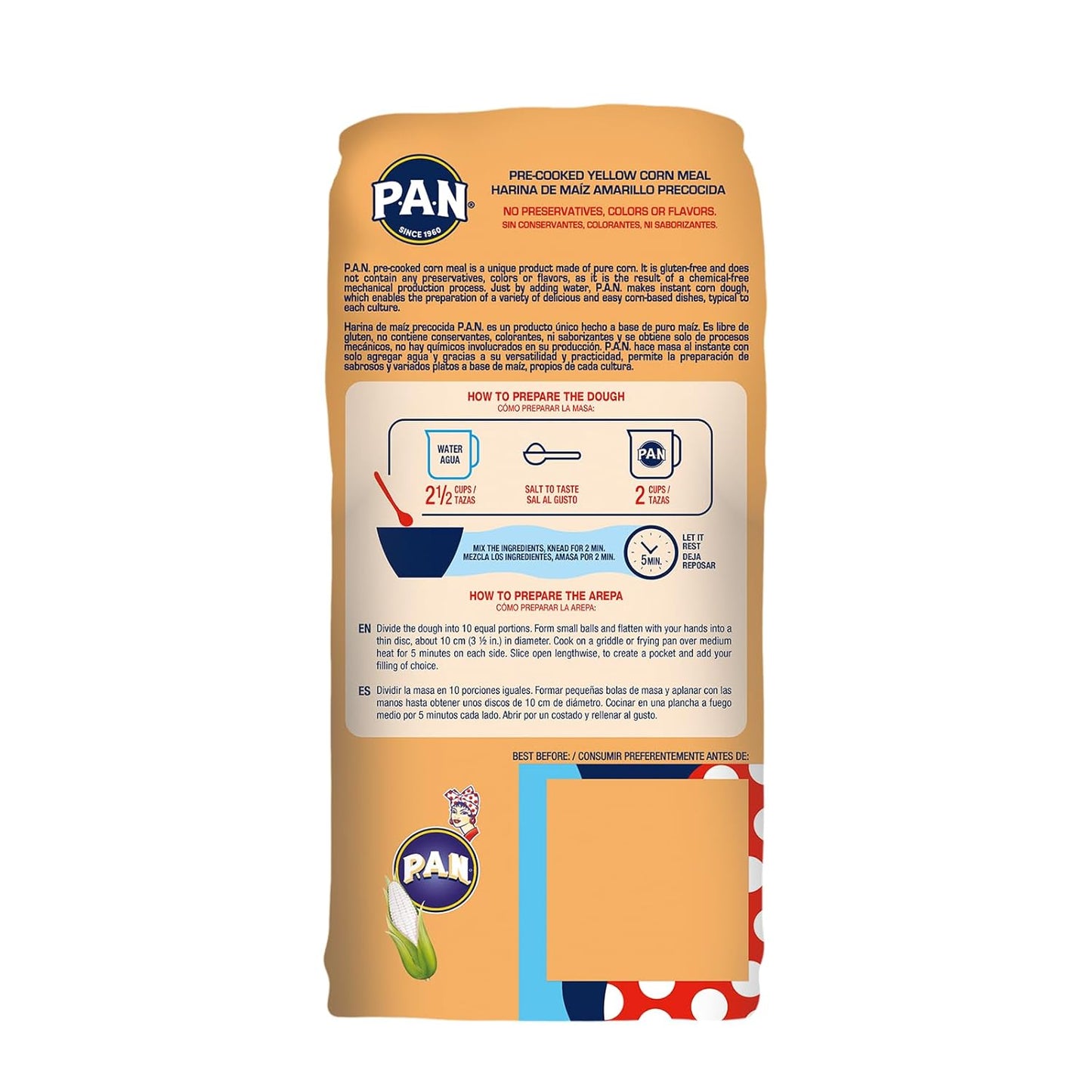 P.A.N. Yellow Corn Meal – Pre-cooked Gluten Free and Kosher Flour for Arepas (2.2 lb/Pack of 2)