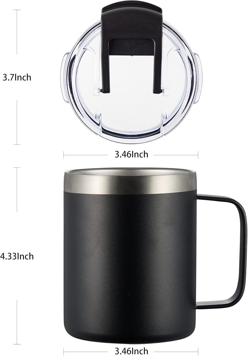 ALOUFEA 12oz Insulated Coffee Mug Cup with Handle, Stainless Steel Travel Coffee Mug with Flip Lid, Double Wall Vacuum Coffee Tumbler, Cream