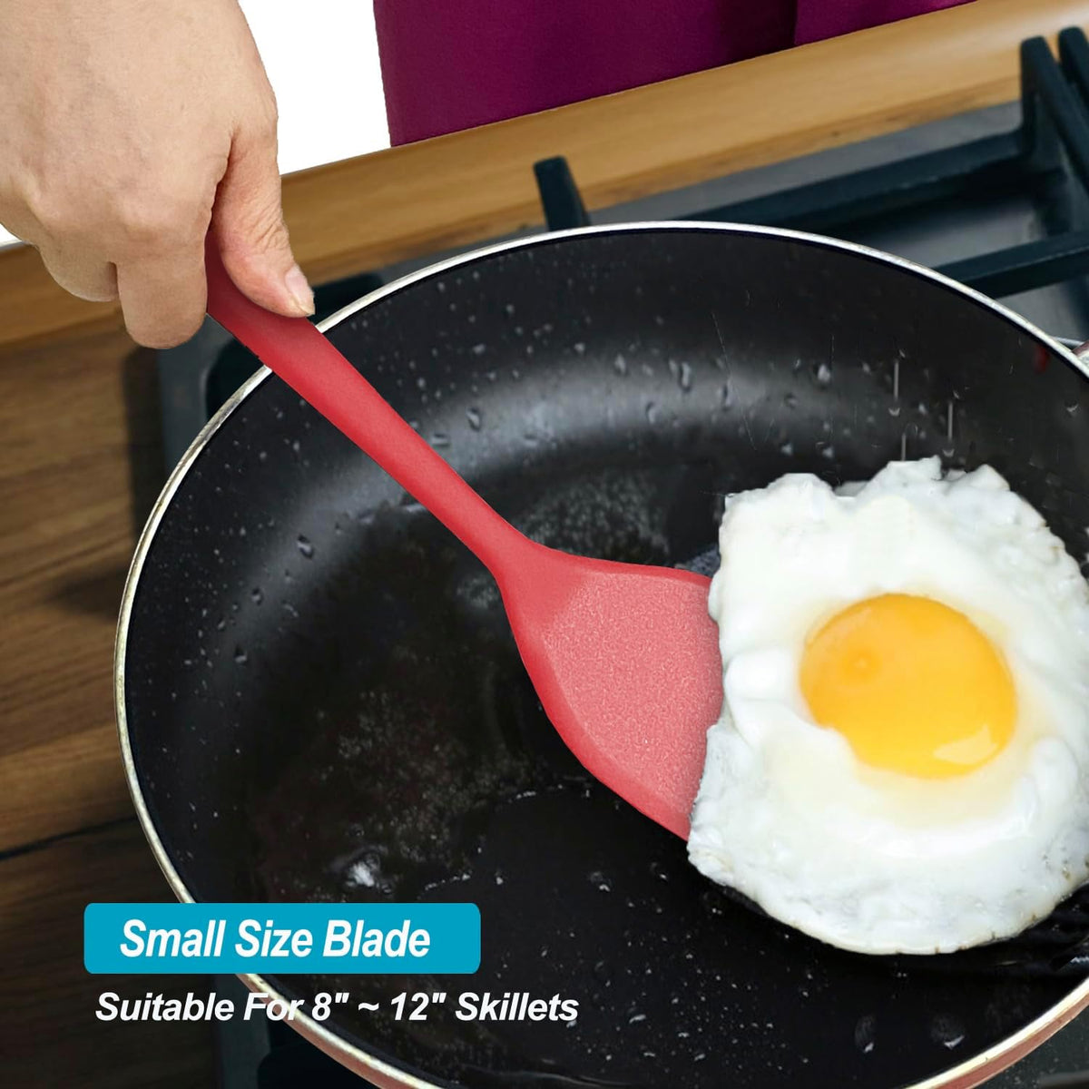 Silicone Spatula Turner Set, High Heat Resistant Spatulas with Seamless One Piece Design, Nonstick Rubber Flippers Utensils for Baking & Cooking,BPA-Free, Red, 11 IN