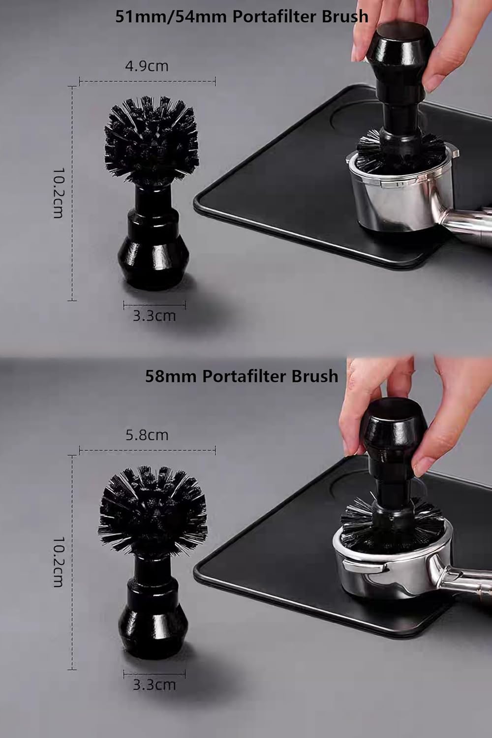 Espresso Coffee Machine Cleaning Brush Kit with Portafilter Cleaning Disc (51mm and 54mm Portafilter Brush)
