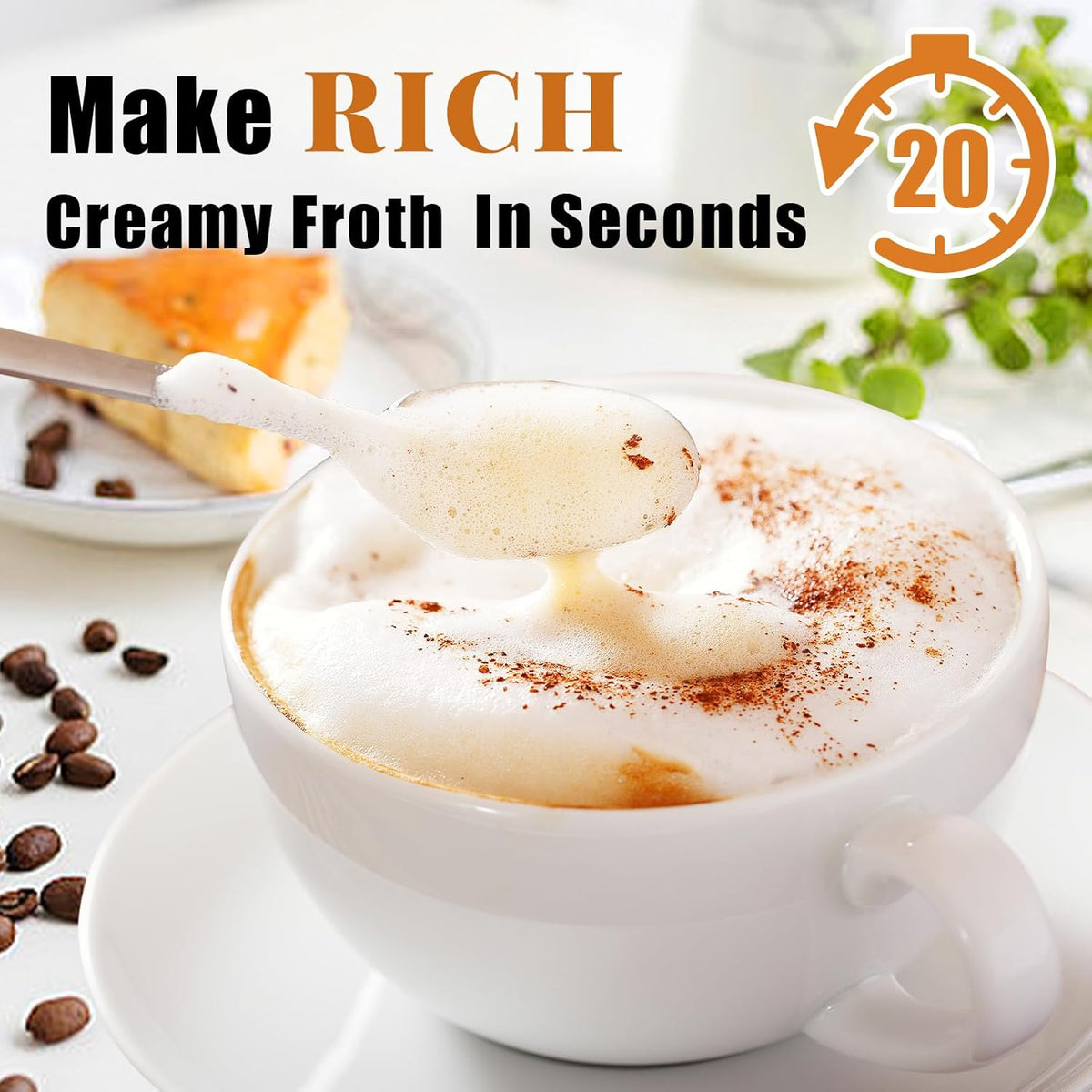 Nahida Red Milk Frother Wand for Coffee - Rechargeable Handheld Electric Whisk with 3 Heads, 3 Speeds - Drink Mixer for Latte, Cappuccino, Hot Chocolate