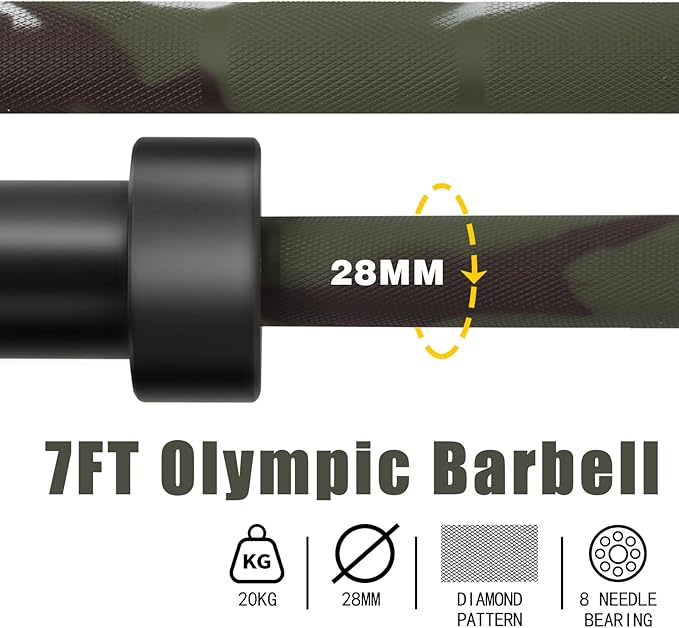 7ft Olympic Barbell for Strength Training and Olympic Weightlifting, 500 700 1000LBS Capacity Available, 2 Inch Bar for Squats, Home Gym Fitness Equipment, Bench Press, Deadlift,Powerlifting