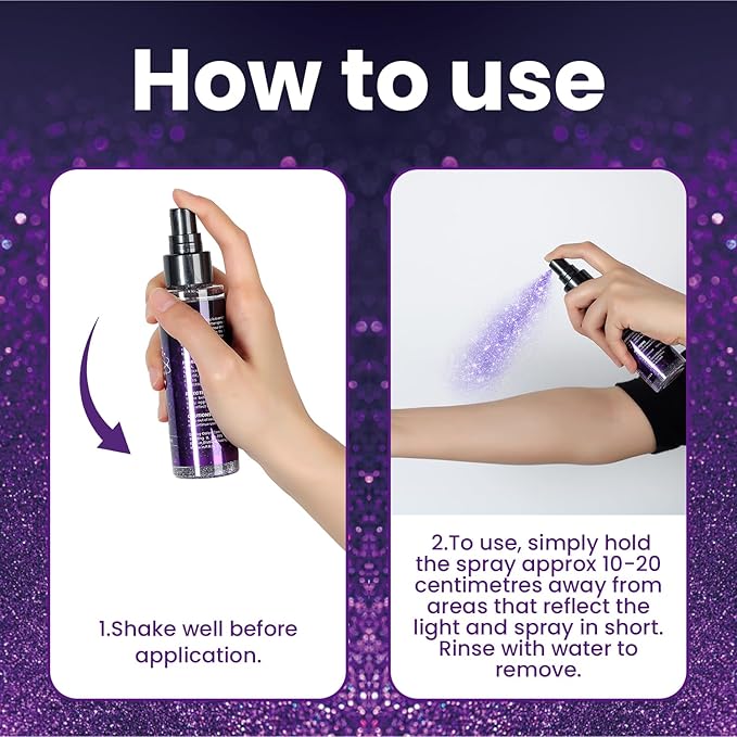 Brzeaf Glitter Spray, Glitter Spray for Hair and Body, Long-Lasting & Quick-Drying, Shiny Glitter Hairspray, Waterproof Body Glitter, for Stage Makeup and Festival Rave