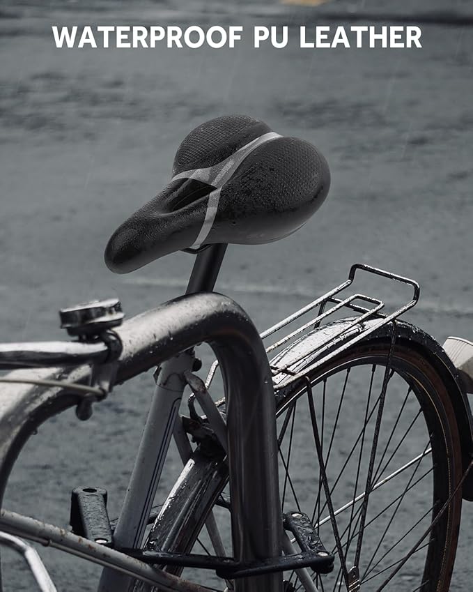 Bicycle Seat Replacement, Bike Seat for Men and Women, Comfort Wide Bike Saddle Memory Foam Padded Soft Bike Seat Cushion Compatible with Peloton, Mountain, City Bikes, Indoor Exercise Bikes