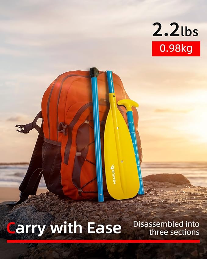 Abahub Adjustable Canoe Paddle Aluminum Shaft, 4'3''-5'3''/130cm-160cm, Floatable Oar for Canoeing Boating Kayaking