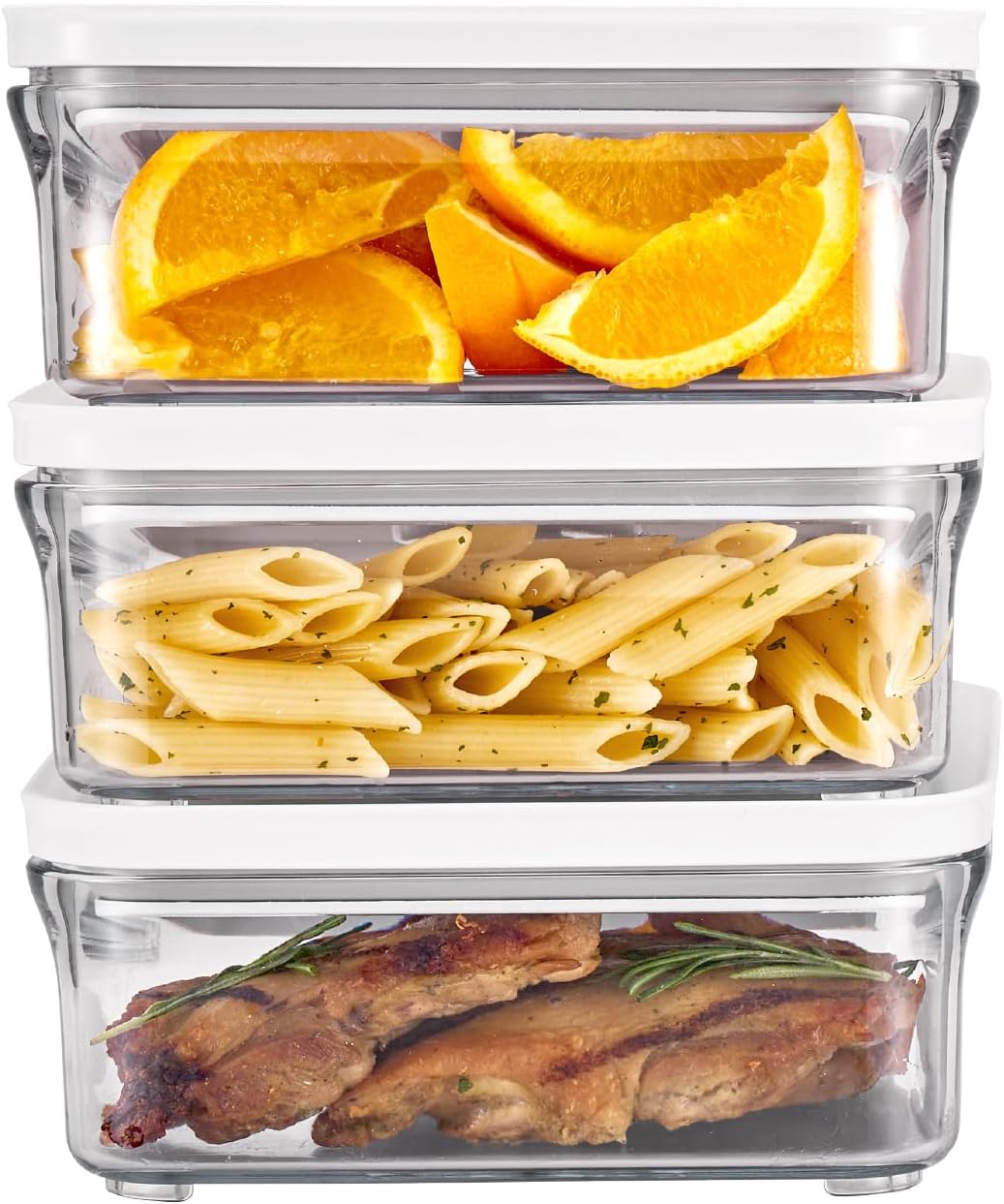 VAKUEN Premium Airtight Food Storage Container. Meal Prep 0.85qt 3pc/Set. 3pcs Container. Patented Double Silicone Lining, 100% Leak Proof, BPA-FREE
