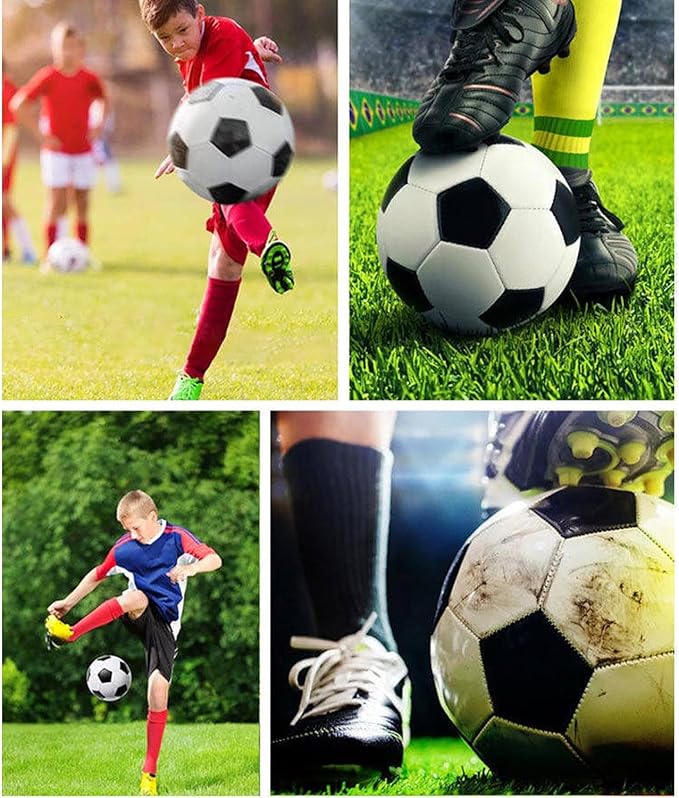 6 Pcs Deflated Soccer Ball Bulk with Pump Size 5/4/3 Sport Soccer Ball Training Ball for Adult Soccer for Game Match Birthday Party Gift