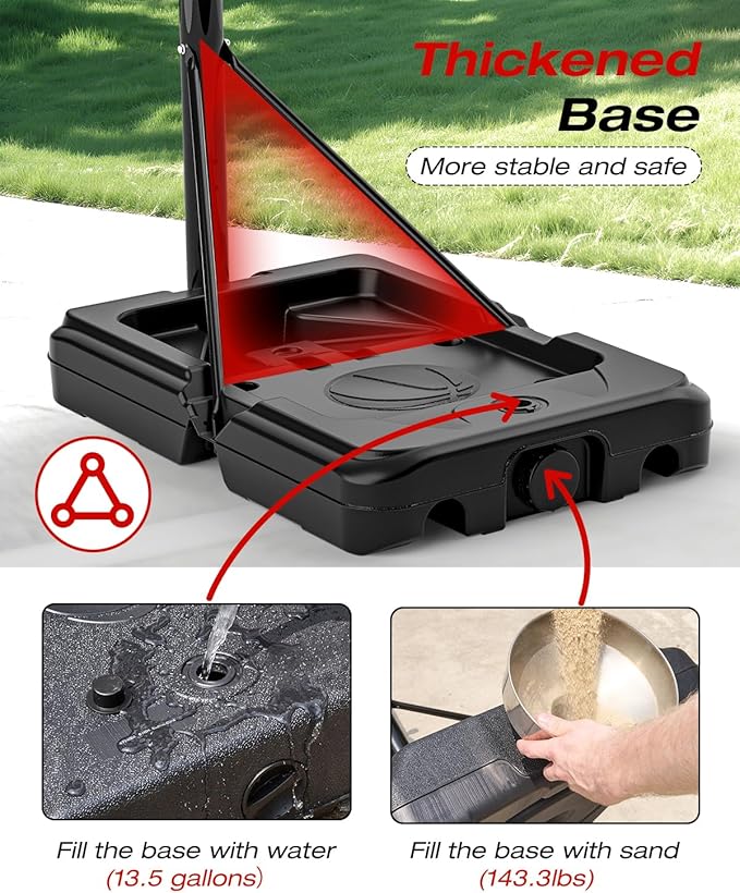 Basketball Hoop Outdoor with 45 Inch Shatterproof Backboard, Portable Basketball Goal System 4.8-10ft Height Adjustable for Kids, Youth, Adults, Backyard/Driveway/Indoor