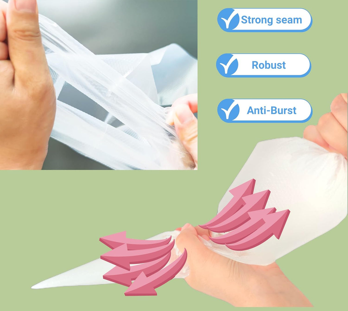 21 Inch Extra Large Piping Bags 200 Pack - Disposable Pastry Bags - Thick Anti-Burst Pastry Icing Frosting Piping Bags For Decorating Cupcakes Cakes Cookies (Large 21 Inch-200 Pack)