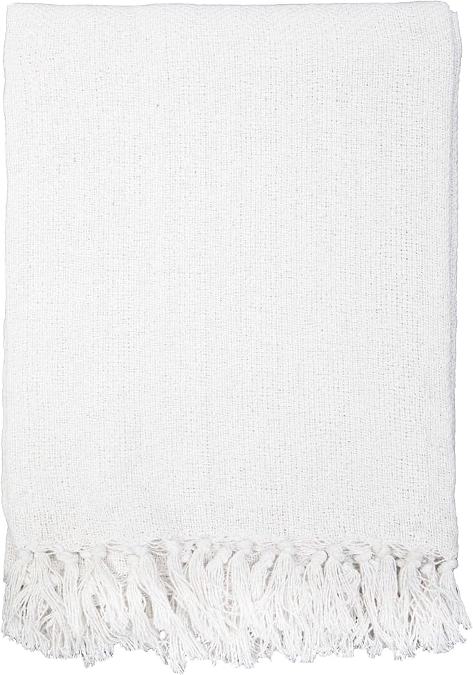 Arkwright Common Ground Bulk Blankets - Pack of 12 - Reversible 100% Cotton All Season Lightweight Couch Bed Throws for Wedding Guests, Travel, and Outdoor Events, 50 x 70 in, White