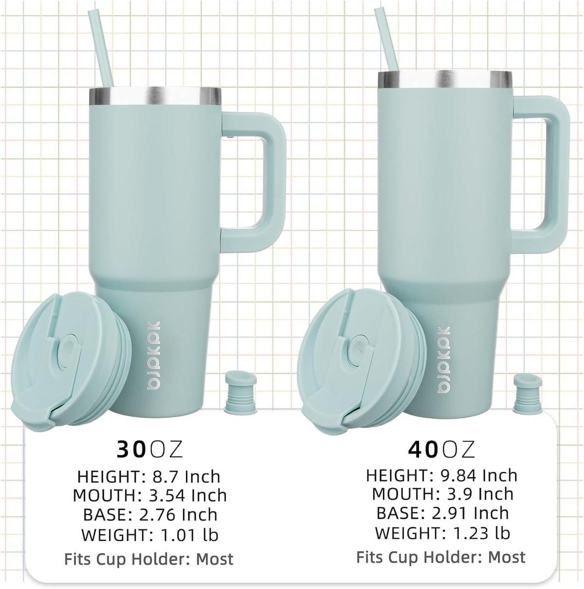BJPKPK 30 oz Tumbler With Handle Insulated Tumblers With Lid And Straw Stainless Steel Thermal Cup,Blue Haze