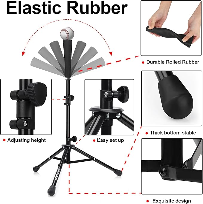 6'X6' Baseball Softball Practice Net with Batting Tee and Ball Caddy, Bonus Strike Zone Target and Bow Frame, for Hitting, Pitching, Catching