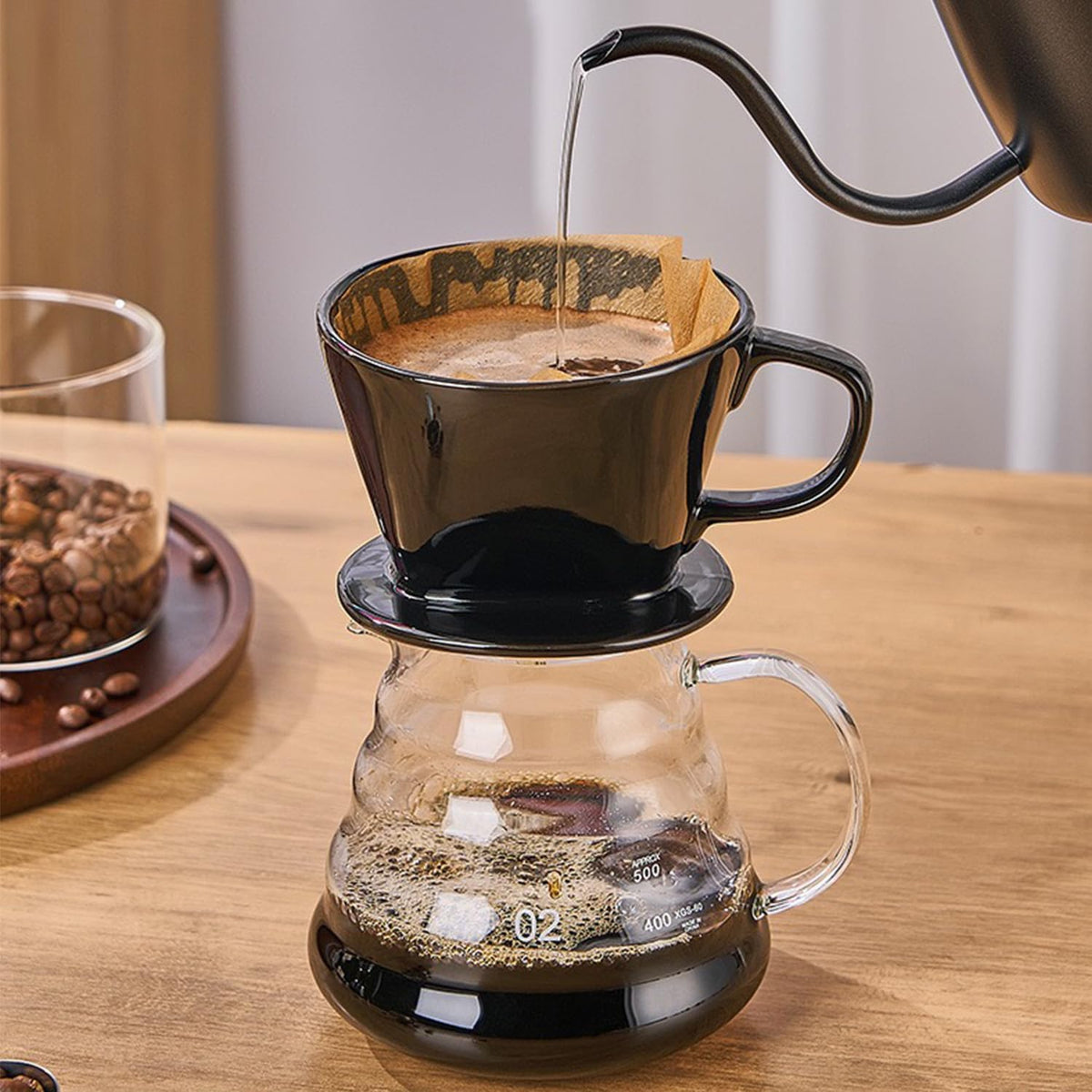 Pour Over Coffee Maker, Single Cup Coffee Dripper, Manual Porcelain Slow Brewing Accessories for Travel, Camping, Office, Home, Cafe, Coffee Gifts (White, Medium)