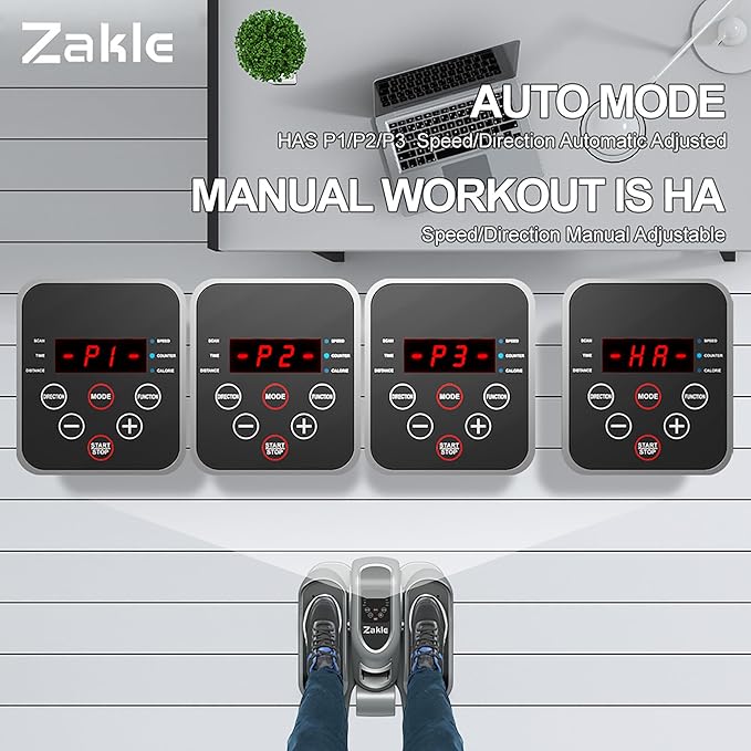 Zakle Ellipse Leg Exerciser as Seen on Tv for Seniors, Electric Under Desk Elliptical Machine w/Remote & 12 Speeds Level, Manual & Auto Mode, Quiet Seated Pedal Exerciser for Home Office