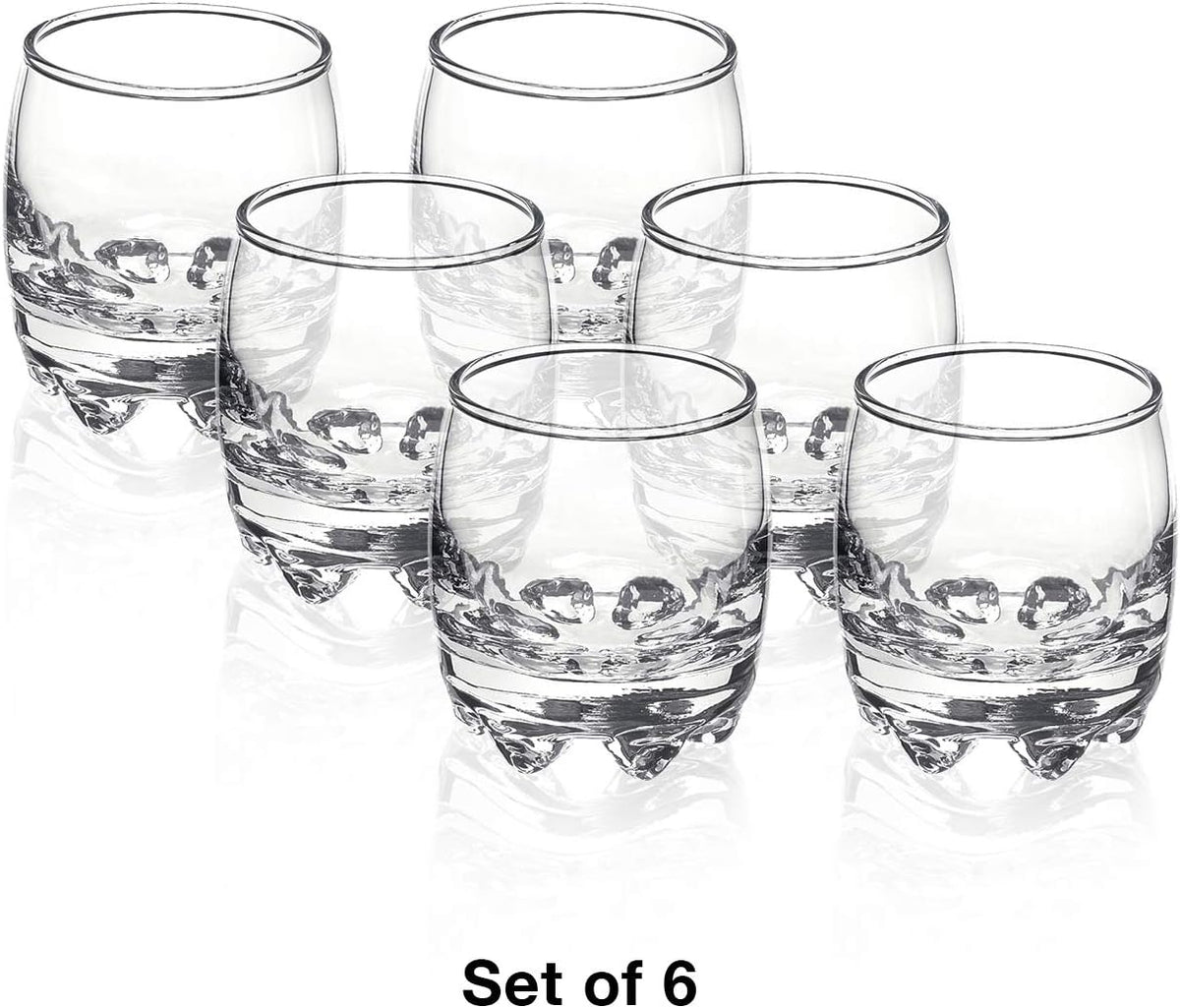 Bormioli Rocco Galassia Shot Glasses – Gift Set Of 6 Drinking Shot Cups With Elegant Curved Shape, Heavy Sham & Interlocking Feet – Short Shooter Tumblers For Liquors & Spirits (2.25oz)