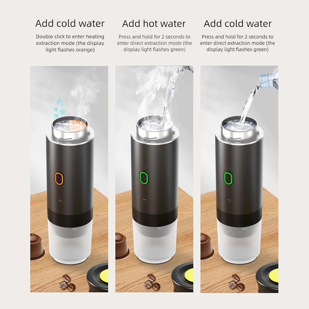 Esprova Portable Espresso Machine, Portable Electric Coffee Maker for Travel Camping, 3-in-1 Self-Heating Espresso Maker, Compatible with Ground Coffee and Capsules, Compact Lightweight (Green)