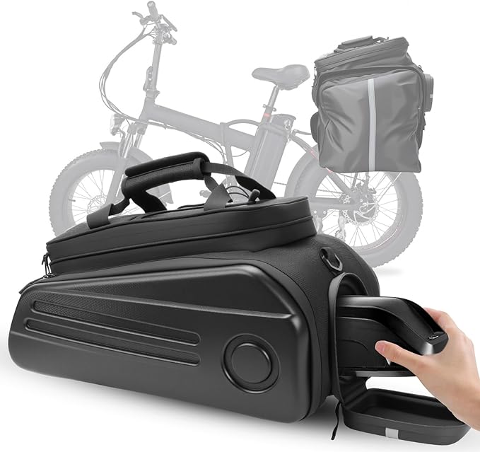 Bike Rack Bags, Hard Shell E Bike 30L Rear Rack Bag, Large Ebike Pannier with Waterproof Cover and Shoulder Strap for Commuter Travel Outdoor