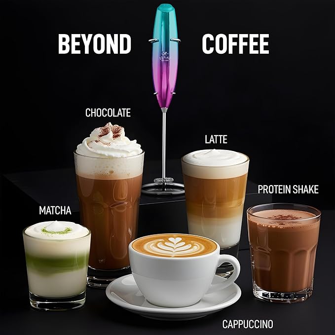 ZK Exec Series UV Milk Frother - Teal Pink Fade w Silver OG Stand