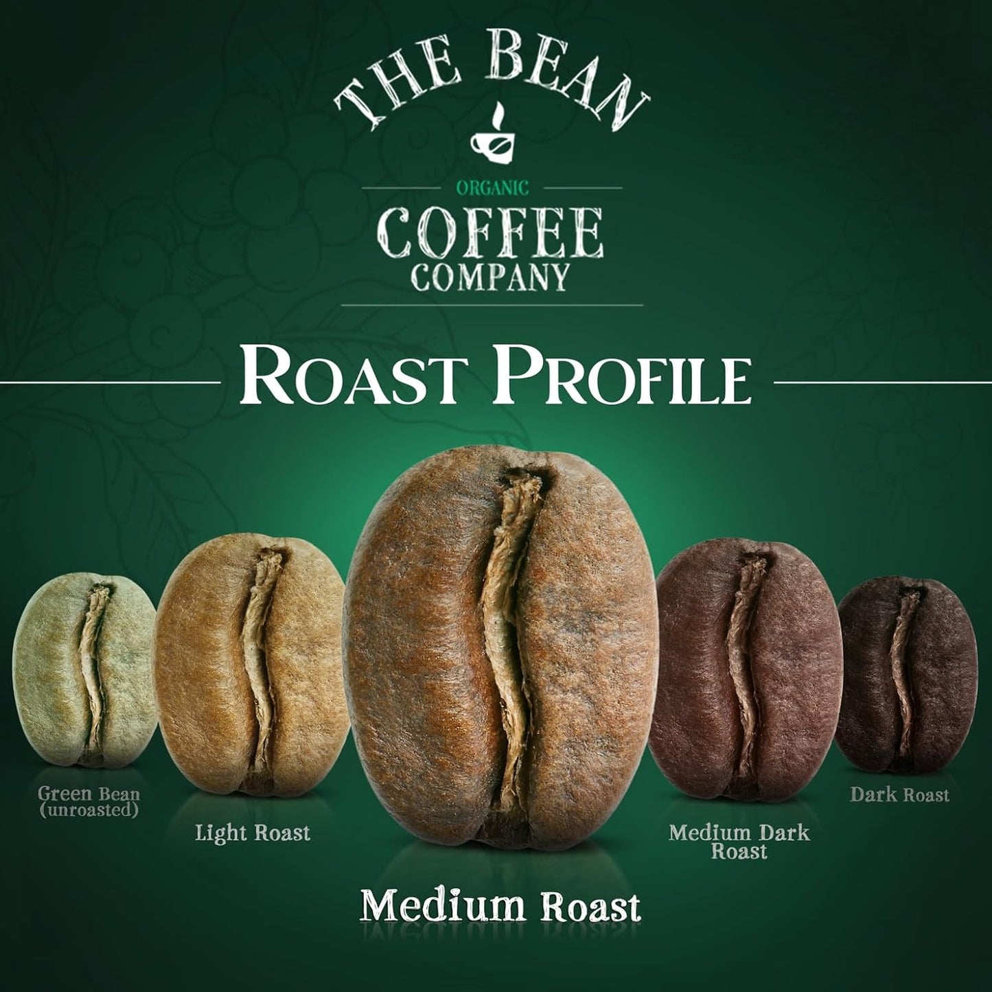 The Bean Organic Coffee Company California Blend, Medium Roast, Ground Coffee, 16-Ounce Bags (Pack of 2), Café molido tostado orgánico