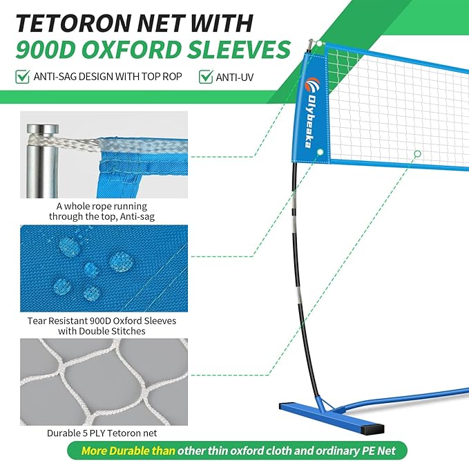 12ft/14ft Portable Volleyball Training Practice Net Set 5 Heights Adjustable for Indoor Outdoor with Tetoron Net, Freestanding Base, PU Volleyball, Carry Bag, Sandbags - Instant Set Up
