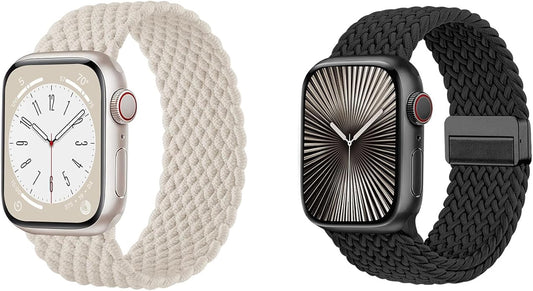 Zedoli 2-Pack Braided Solo Loop & Magnetic Braided Solo Loop Compatible with Apple Watch Band 44mm 45mm 46mm 42mm Women Men Series 10 9 8 7 6 5 4 3 2 1 SE Ultra/Ultra 2