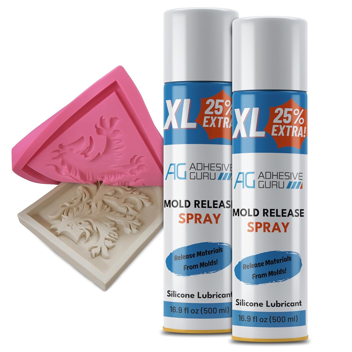 Silicone Mold Release Spray (2x16.9 fl oz / 500ml) Release Agent for Epoxy Resin, Candle & All Molds | Smooth, Non-Stick Lubricant for Easy Removal | 2 Pack