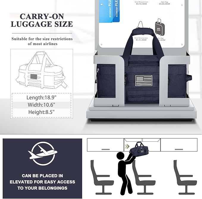 ETRONIK Gym Bags for Men Women, Military Travel Duffle Bag Backpack with Shoe Compartment, 3 in 1 Carry on with Wet Pocket, Weekender Overnight Range Backpack for Workout Football Gym, Blue