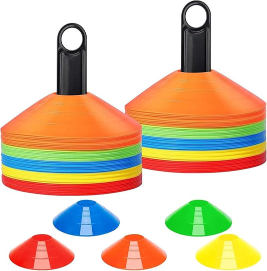 BiAnYC 25/50/100 Pcs Pro Disc Cones - Training Cones Agility Soccer Cones with Carry Bag for Training, Soccer, Football, Basketball,Kids and Other Sports and Games(5 Colors)