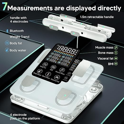 arboleaf Scale for Body Weight, Smart Scale with BMI, Body Fat, Muscle Mass, 26 Metrics Full Body Composition Analyzer, 8-Electrode High Precision Digital Bathroom Scale, Bluetooth Sync