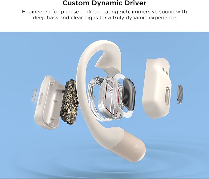 BUGANi Open Ear Headphones Wireless Earbuds,5.4 Bluetooth Headphones, IPX5 Waterproof Ear Buds for Running Workout Cycling Gift (White)