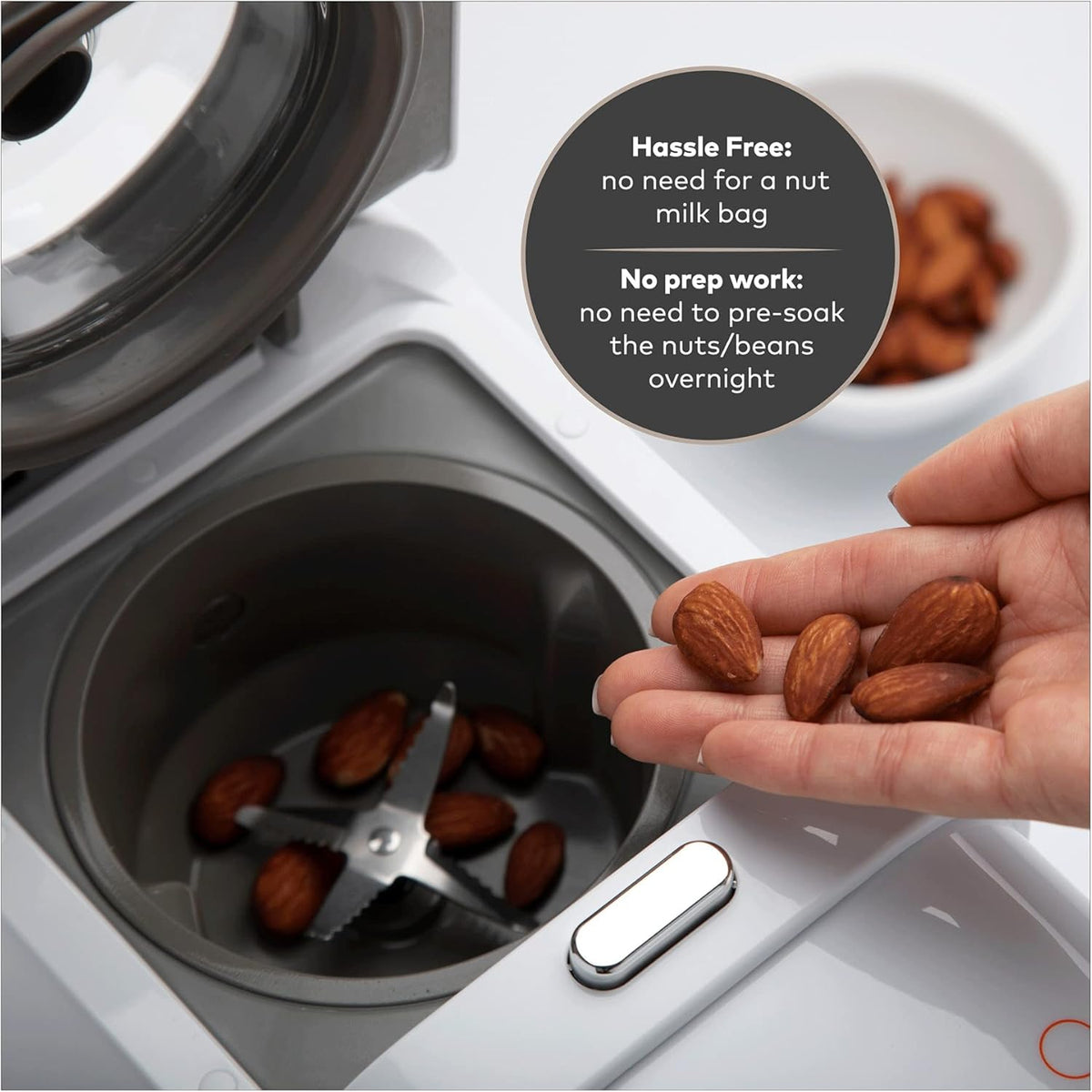 ChefWave Milkmade Dairy Alternative Vegan Nut Milk Maker Machine Almond Milk Soy Milk Oat Milk Cashew Milk Coconut Milk Macadamia Milk, No Soaking, Auto-Clean, Delay Start, Recipe Book - White