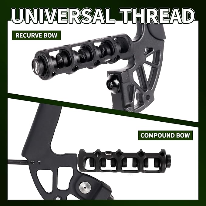 Archery 6" Lightweight Bow Stabilizer - Flexible Coupling Stabilizer for Compound/Recurve Bow Reduceing Noise and Vibration, Dampeners Balance Bar for Improved Bow Balance & Stability