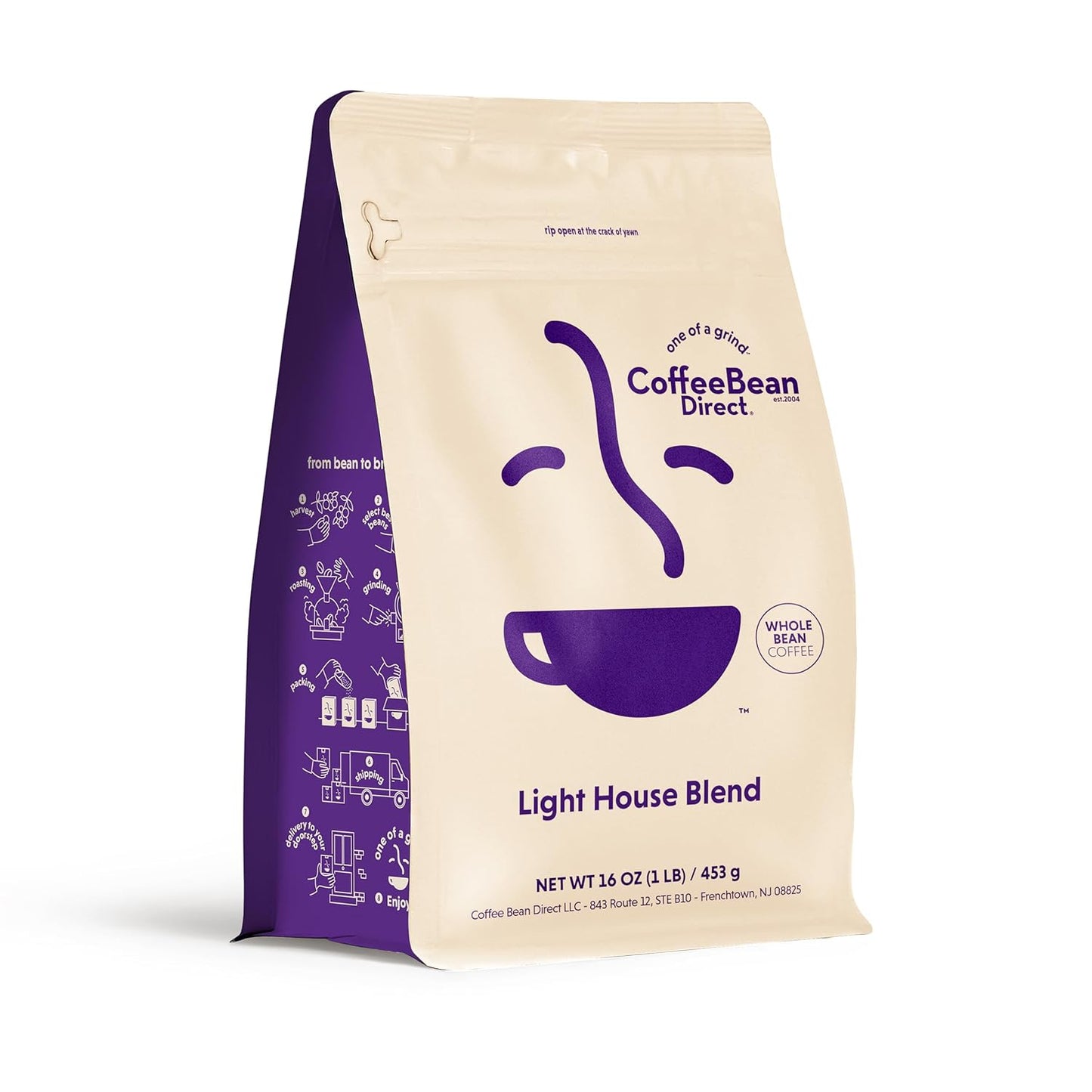 Coffee Bean Direct Light House Blend, Whole Bean Coffee, Light Roast, 1 Pound Bag (Pack of 1)
