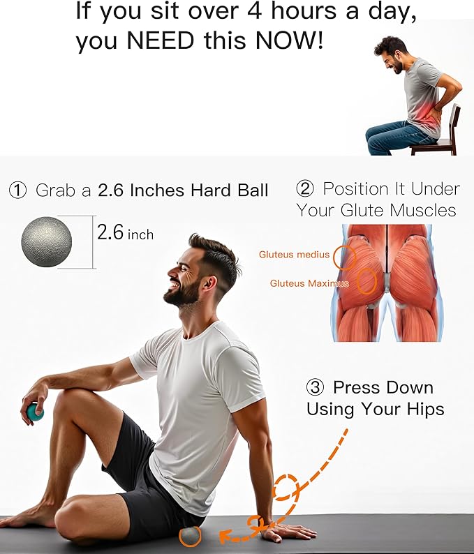 Plantar Fasciitis Relief Massage Ball – Lacrosse Ball, Foot Massage Roller & Myofascial Release Ball for Foot Pain, Trigger Point Therapy, Hard Ball for Deep Tissue & Fascia Massage