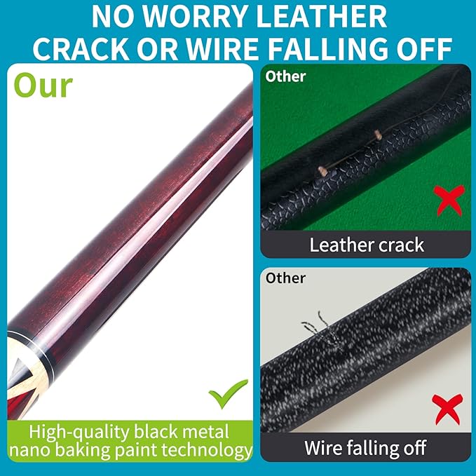 AKLOT Pool Cues,Set of 4 Pool 58" Cue Sticks Canadian Maple Wood Cue Stick for Professional Billiard Players 18 19 20 21 oz