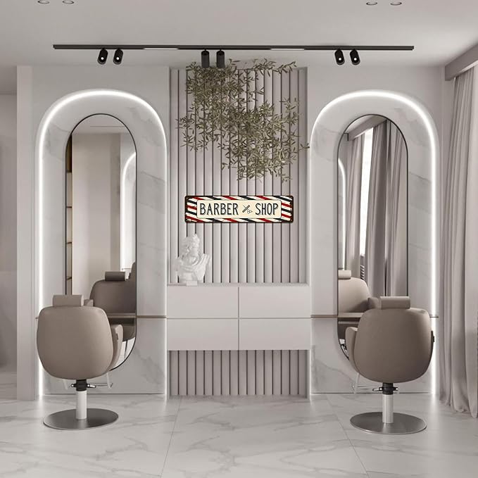 Barber Shop Decor Accessories - Barbershop Poster Metal Tin Signs Vintage Wall Art, Barber Gifts for Men Haircut Decorations 4x16 Inch