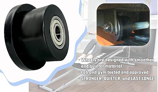 4-Pack Universal Gym Machine Roller Wheels - Heavy-Duty Black Plastic Rollers for Multi-Model Home Fitness Equipment, Direct Replacement for Worn Exercise Machine Components