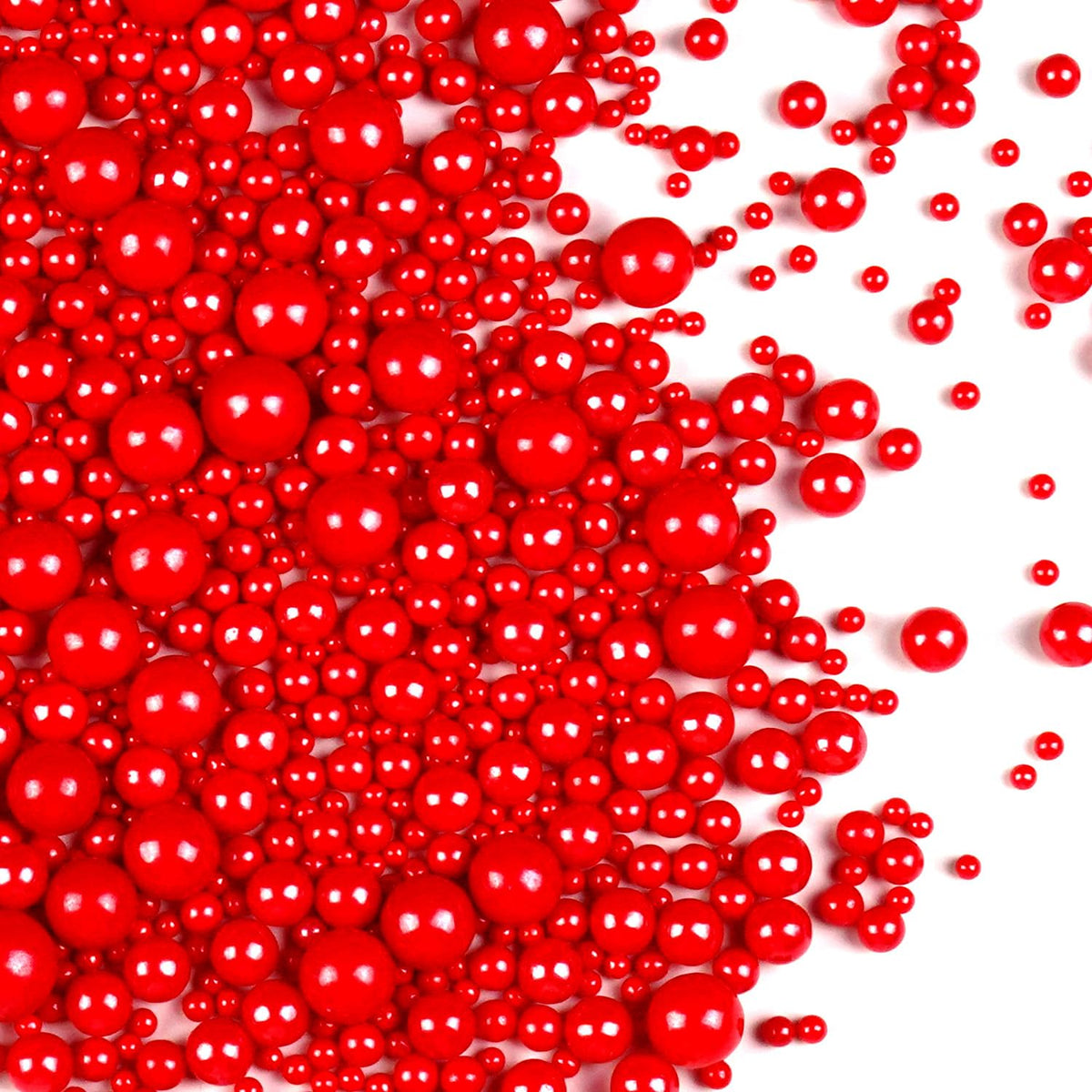 Red Pearl Sugar Sprinkles for Cake Decorating, Mix Size, Edible Candy Pearls Cupcake Toppers, Baking Edible Cake Decorations for Kid's Birthday Christmas Wedding Party, 150g/5.29oz