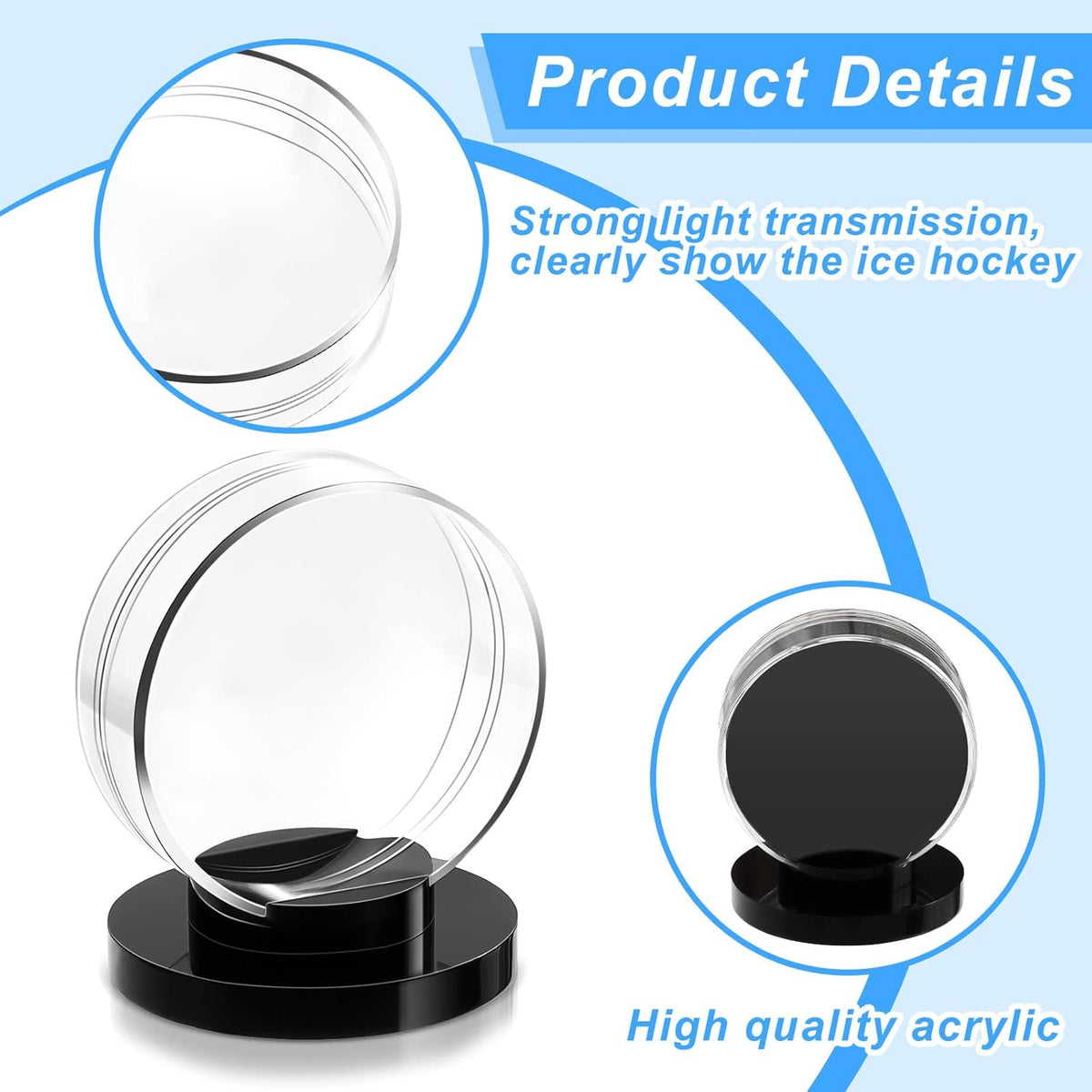 Taiyin Clear Shell Black Base Puck Holder Acrylic Hockey Puck Display Case Hockey Display Stand