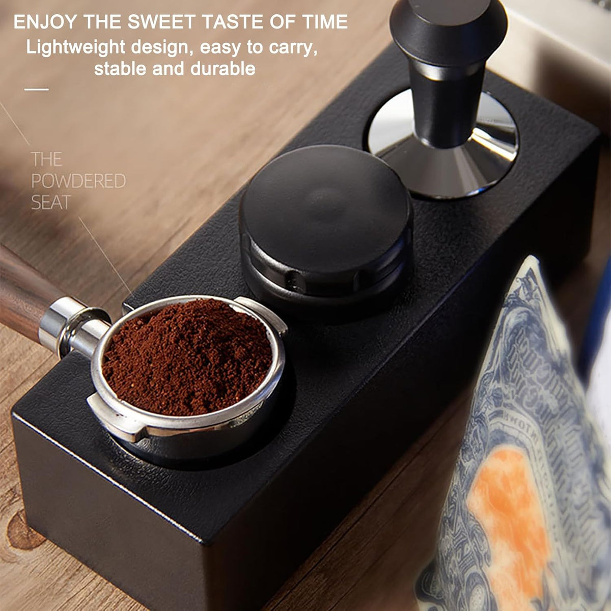 Espresso Tamping Station, ABS Plastic Black Portafilter Holder Espresso Coffee Equipment for Bar Home Office,Fit for 51mm 53mm(Accessories not Included)