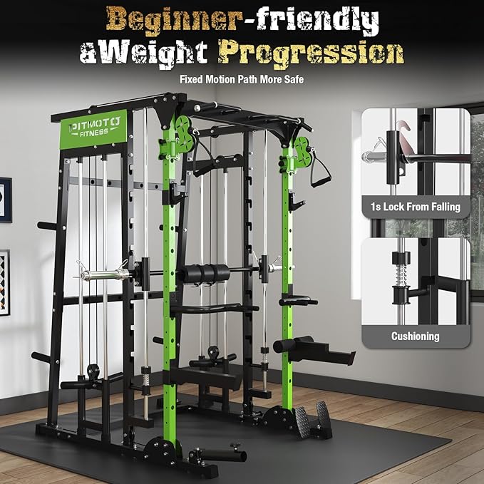 Smith Machine,2200 LBS Squat Rack for Home Gym with Dual Pulley System,Multifunctional Power Rack Cage for Strength Training with More Attachments