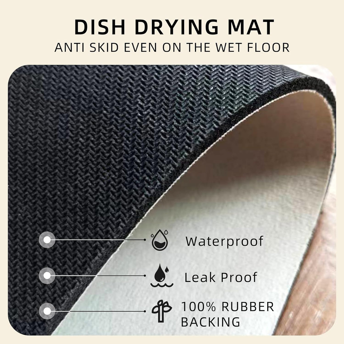 Dish Drying Mat, Absorbent Coffee Mat Rubber Backed, Soft Silicone Dish Drying Mat for Kitchen Counter or Sink for Kitchen Bathroom Coffee Bar (Plants, 12 x 16 Inches)