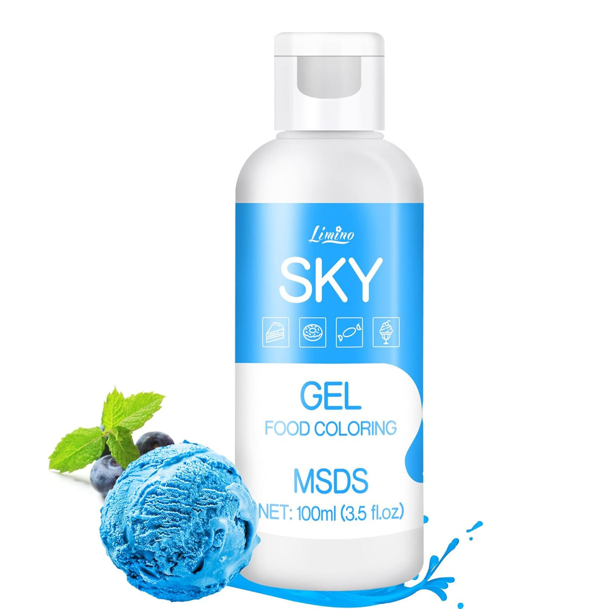 Gel Food Coloring - 4.5oz Vivid Food Coloring Gel for Baking, Cake Decorating, Cookie, Fondant, Macaron - Tasteless Concentrated Edible Food Color Dye for Icing, Slime, Drinks, DIY Crafts (Light Blue)