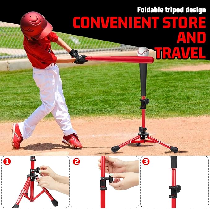 Baseball Tee for Kids,Youth Stand Set,Teeball Set,Youth Baseball,Softball Batting Tee Set,Easy Adjustable Height