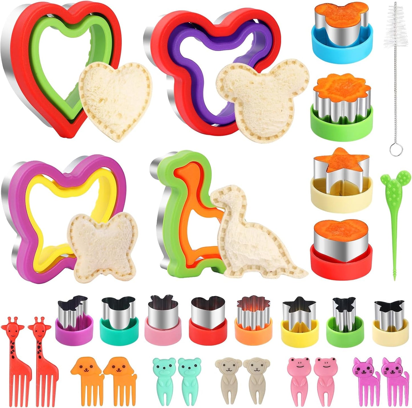 30 Pcs Sandwich Cutter and Sealer Set, Sandwich Cutters for Kids Lunch, Decruster Sandwich Maker,Vegetable Cutter Shapes,Bread Cookie Cutters for Kids Lunchbox and Bento Box