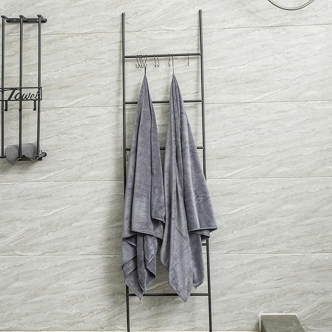 JML Bath Towels, Large Microfiber Bathroom Towel Set 6 Pack 30" x 60", Soft Absorbent Microfiber Body Towels for Adult, White