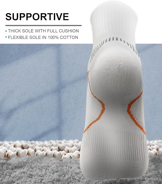 BULLIANT Compression Socks for Men 6Pairs, Athletic Crew Socks Cushioned For Men Sports Running-Arch Support