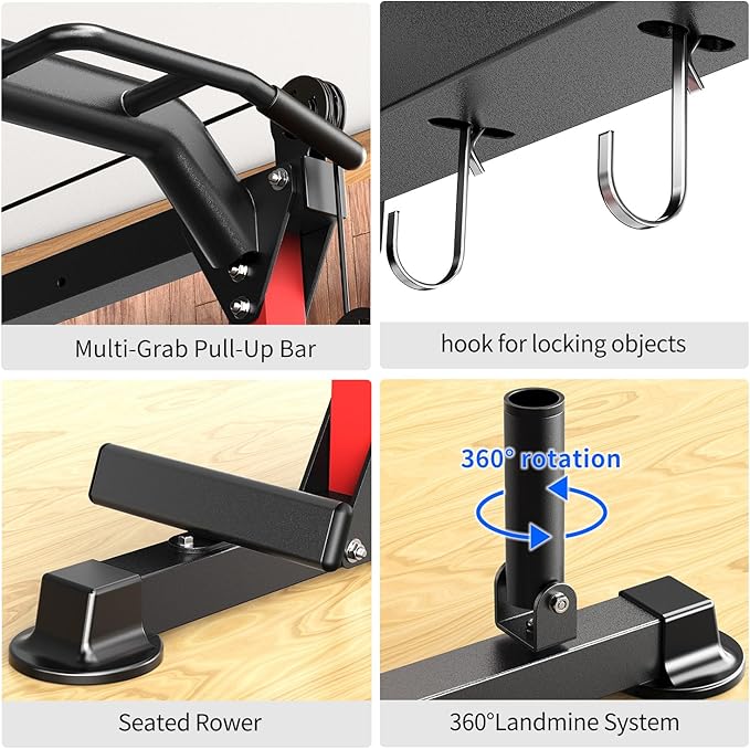 Power Rack Power Cages Multi-Function Squat Rack with Cable Crossover System Selectable More Training Attachment Weight Cage for Garage Home Gym