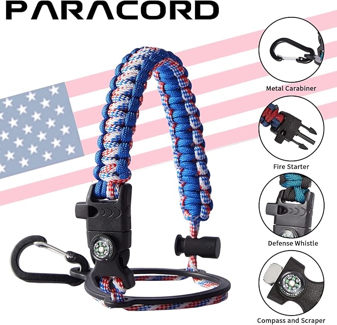 40oz Insulated Water Bottle with Straw, Paracord Handle & Carrier Bag, Wide Mouth Vacuum Insulated Hydro Bottle, Stainless Steel Thermo Mug Flask for Sports Office School, Cold 48Hrs & Hot 24Hrs