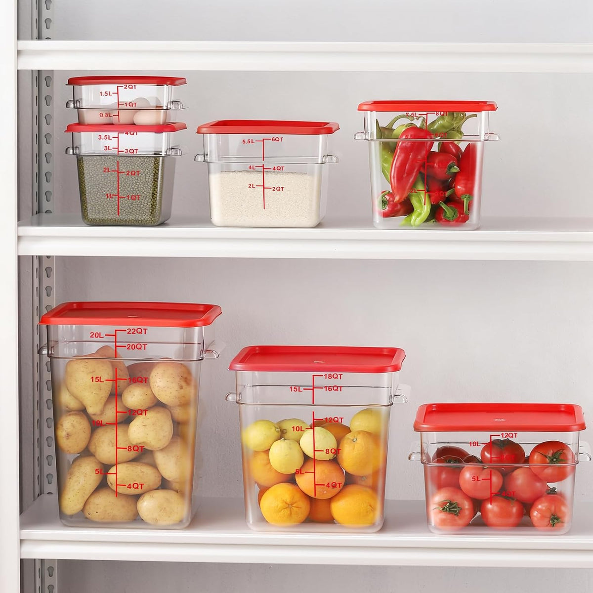 4 Pack 4 Quart Square Clear Food Storage Containers with Lids Cereal Containers Storage Airtight Food Storage Containers for Restaurant Kitchen Home